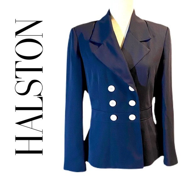 Halston Heritage Jackets & Blazers - VINTAGE HALSTON DBL BREASTED BLAZER WHT BUTTONS 8